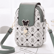 QXWREL Small Crossbody Bag for Women, Printed PU Leather Mini Phone Purses with Adjustable Crossbody Strap - Green