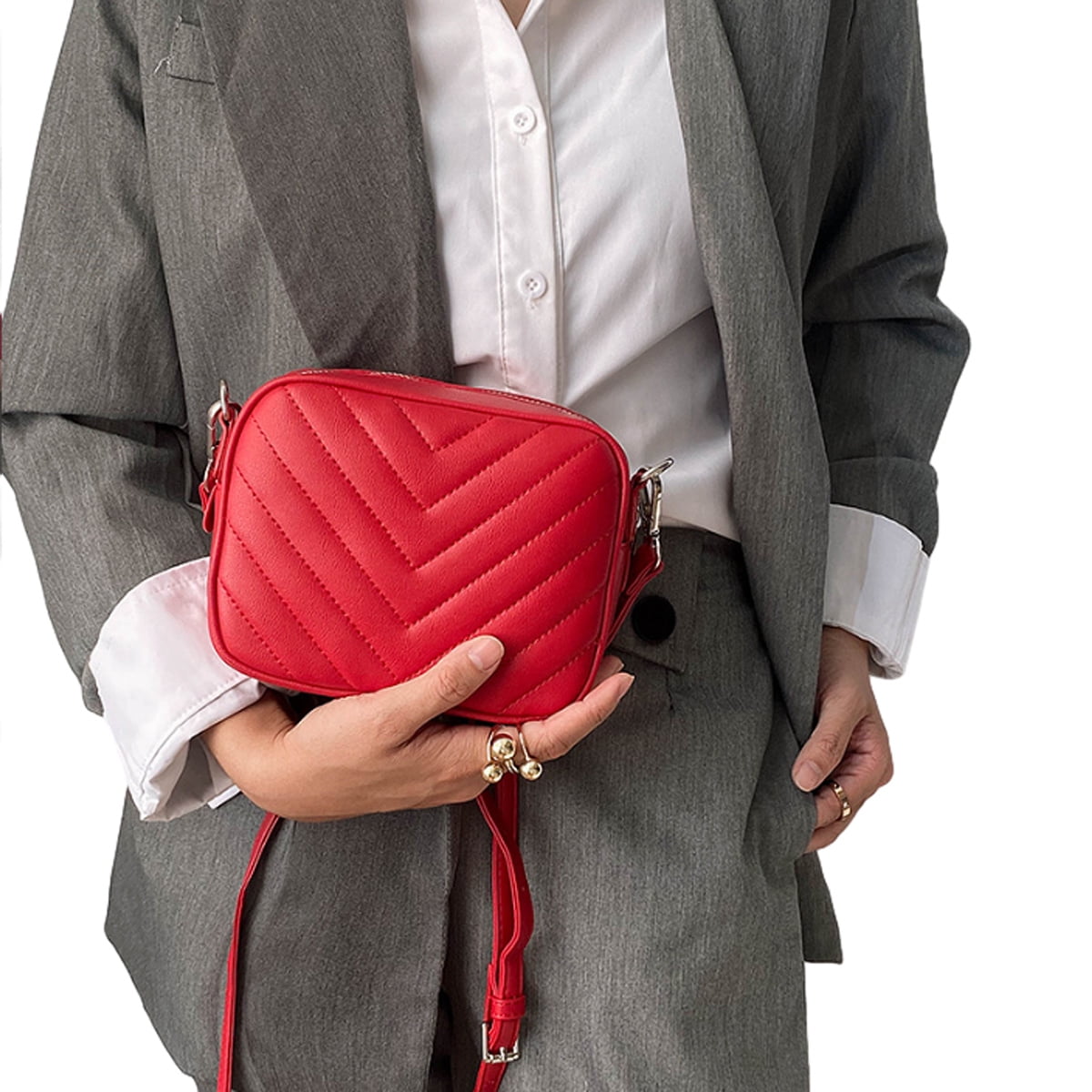 ショルダーバッグ・ポシェット SQUARE SHOULDER BAG RED AM2ESUAB41A Small Crossbody Bag for Women, Square Camera Side Shoulder
