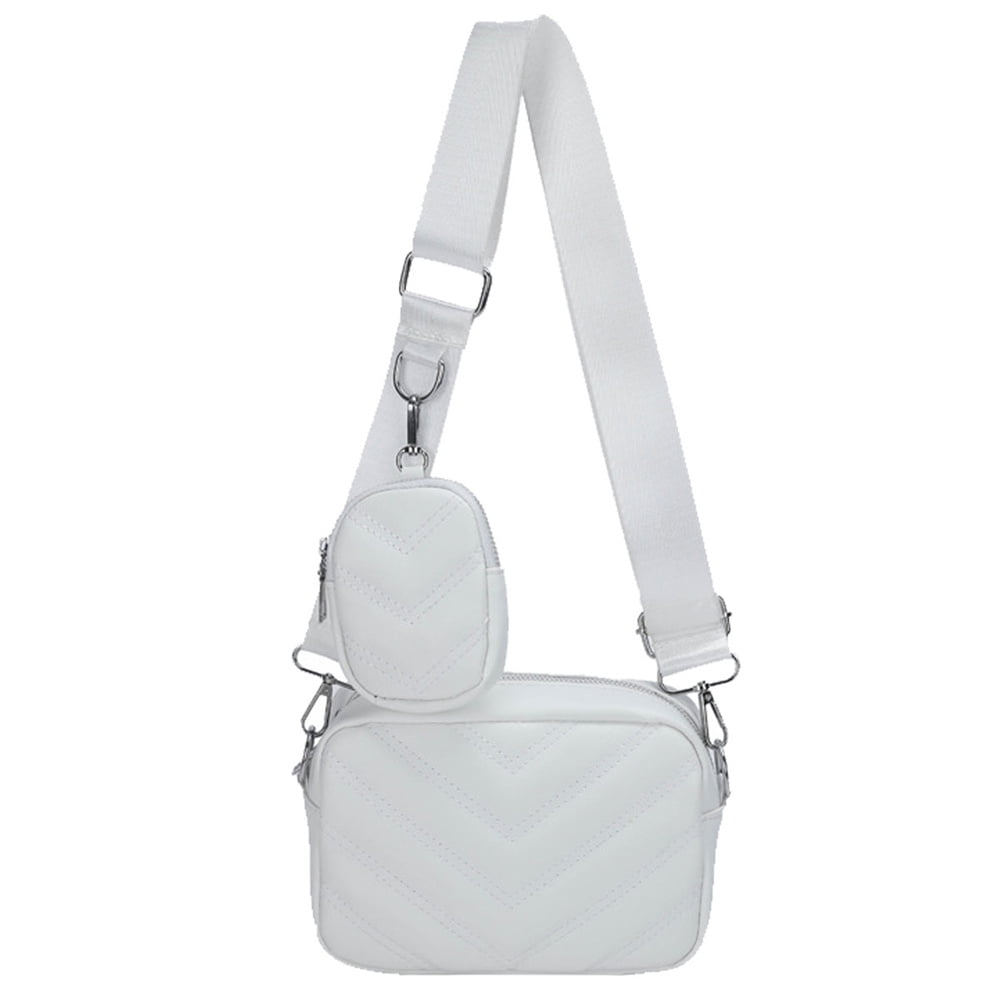 PU Braided Padded Crossbody Purses Box Bag White