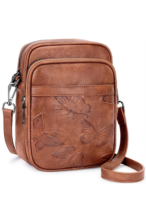 Small Crossbody Bags for Women, Butterfly Vegan Leather Cell Phone Bag Trendy Wallet Purse with RFID Card Slots | Triple compartment, Adjustable strap, Smooth zipper, Gifts for women