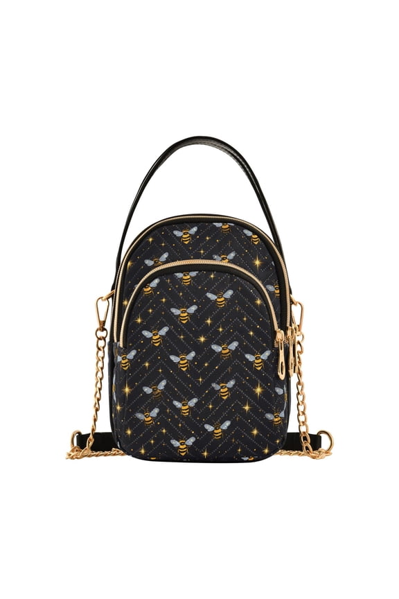 Small Crossbody Bags for Women Bees Stars Cute Cell Phone Wallet Multi Zipper Pockets Purse Handbag