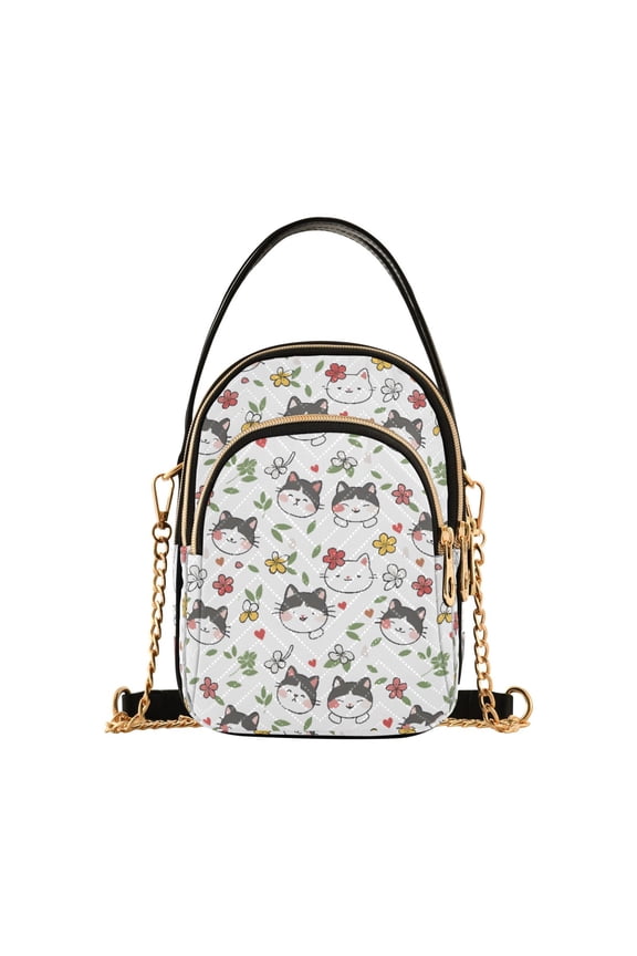 Small Crossbody Bags for Women Cat Cute Cell Phone Wallet Multi Zipper Pockets Purse Handbag
