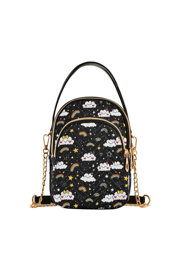 Small Crossbody Bags for Women Clouds Rainbow Cute Cell Phone Wallet Multi Zipper Pockets Purse Handbag