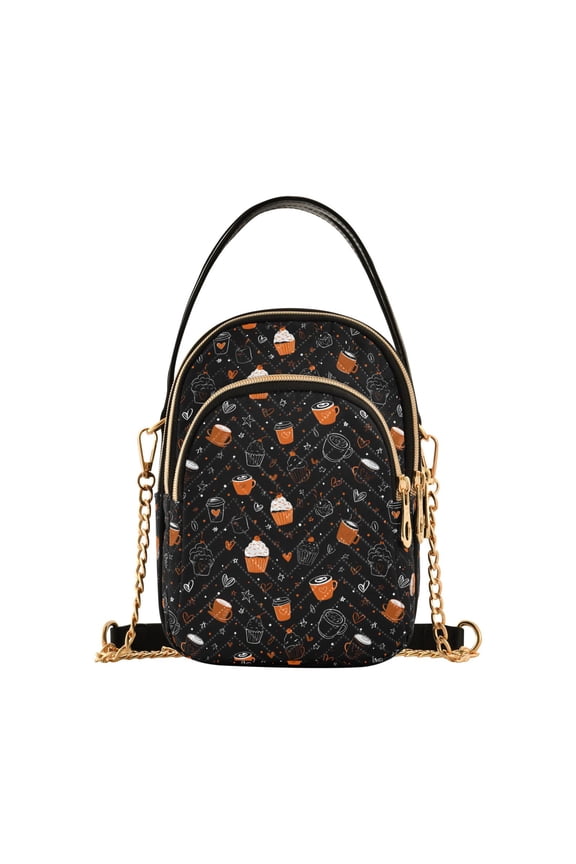 Small Crossbody Bags for Women Coffee Cup Cake Cute Cell Phone Wallet Multi Zipper Pockets Purse Handbag