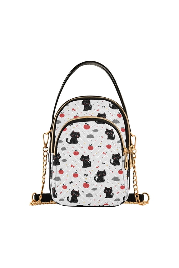 Small Crossbody Bags for Women Cute Black Cats Cute Cell Phone Wallet Multi Zipper Pockets Purse Handbag