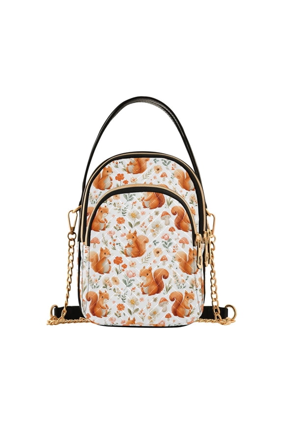 Small Crossbody Bags for Women Cute Cartoon Squirrel Cute Cell Phone Wallet Multi Zipper Pockets Purse Handbag