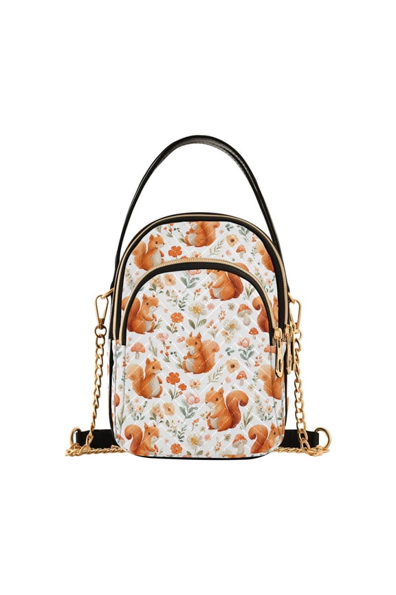 Small Crossbody Bags for Women Cute Cartoon Squirrel Cute Cell Phone Wallet Multi Zipper Pockets Purse Handbag
