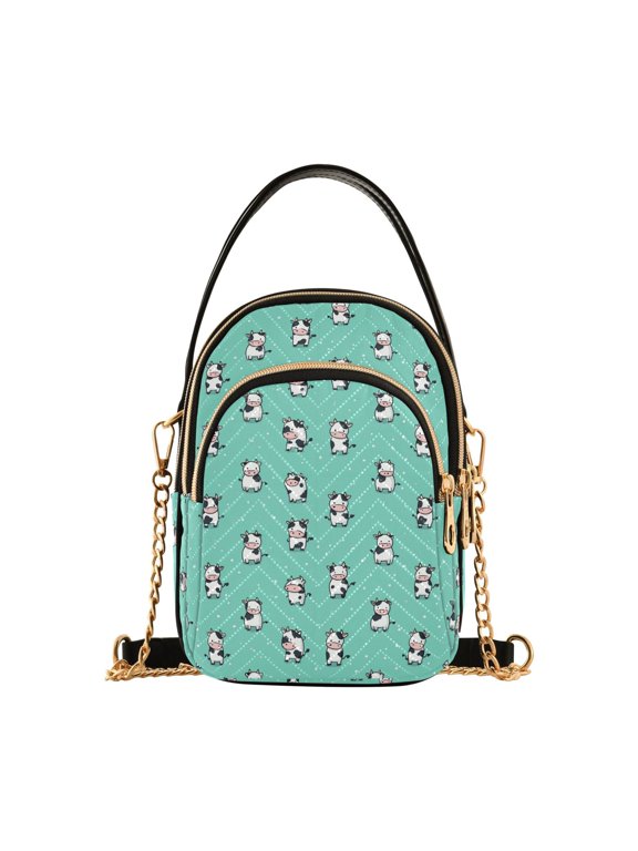 Small Crossbody Bags for Women Cute Cow Cute Cell Phone Wallet Multi Zipper Pockets Purse Handbag