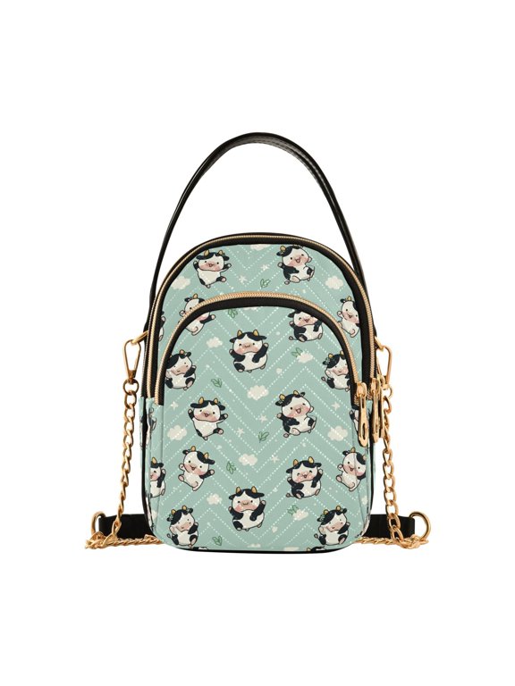 Small Crossbody Bags for Women Cute Cow Cute Cell Phone Wallet Multi Zipper Pockets Purse Handbag