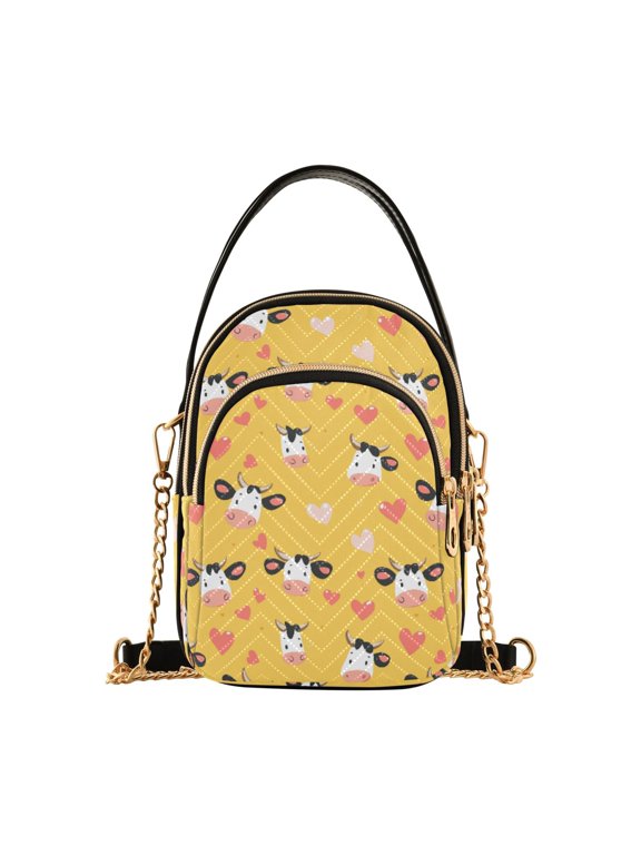 Small Crossbody Bags for Women Cute Cow Cute Cell Phone Wallet Multi Zipper Pockets Purse Handbag