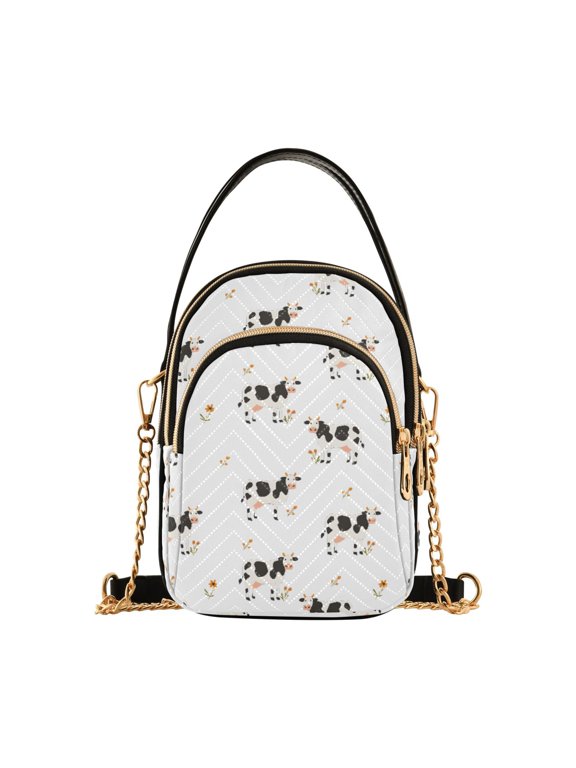 Small Crossbody Bags for Women Cute Cow Cute Cell Phone Wallet Multi Zipper Pockets Purse Handbag