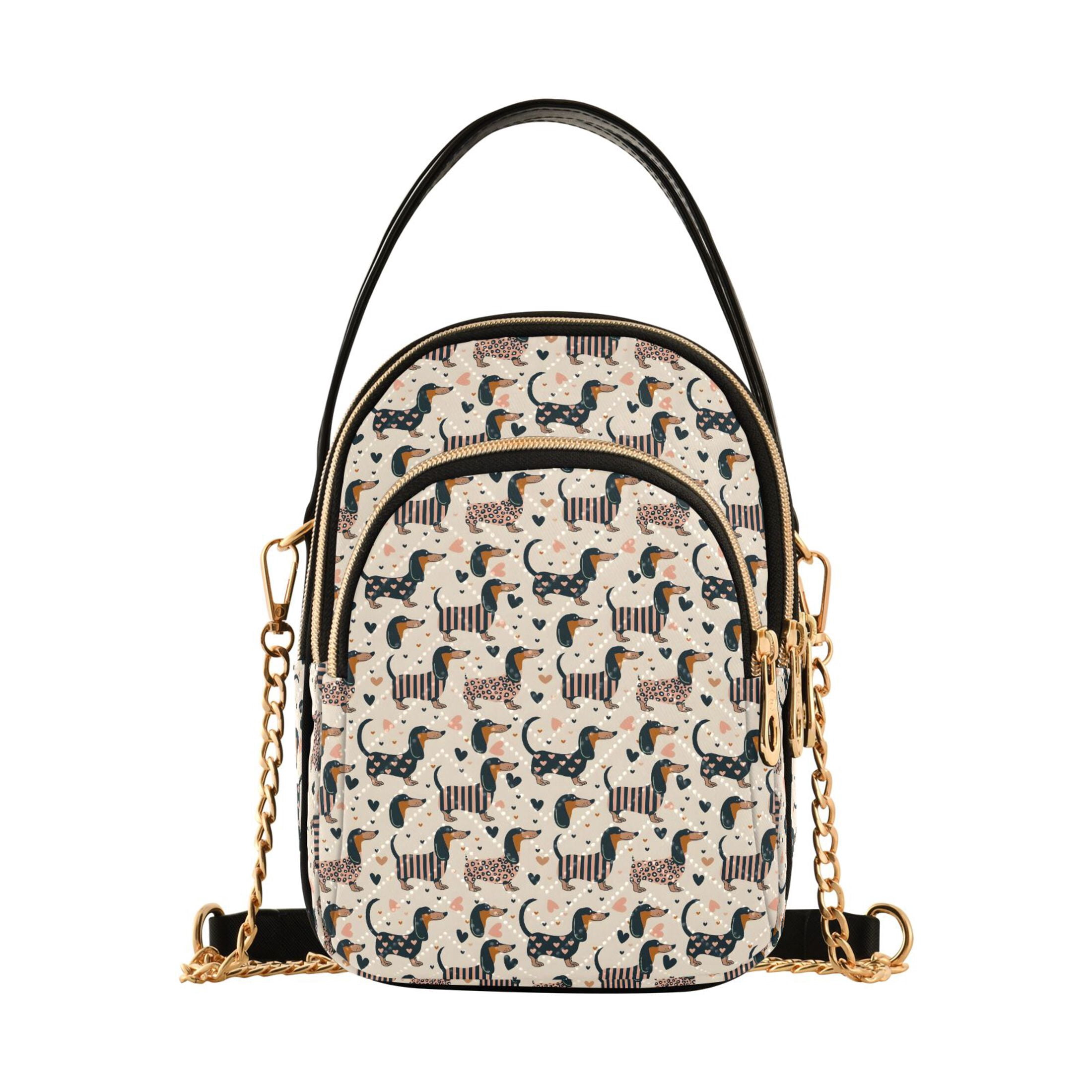 Small Crossbody Bags for Women Cute Dachshund Dogs Cute Cell Phone Wallet Multi Zipper Pockets Purse Handbag
