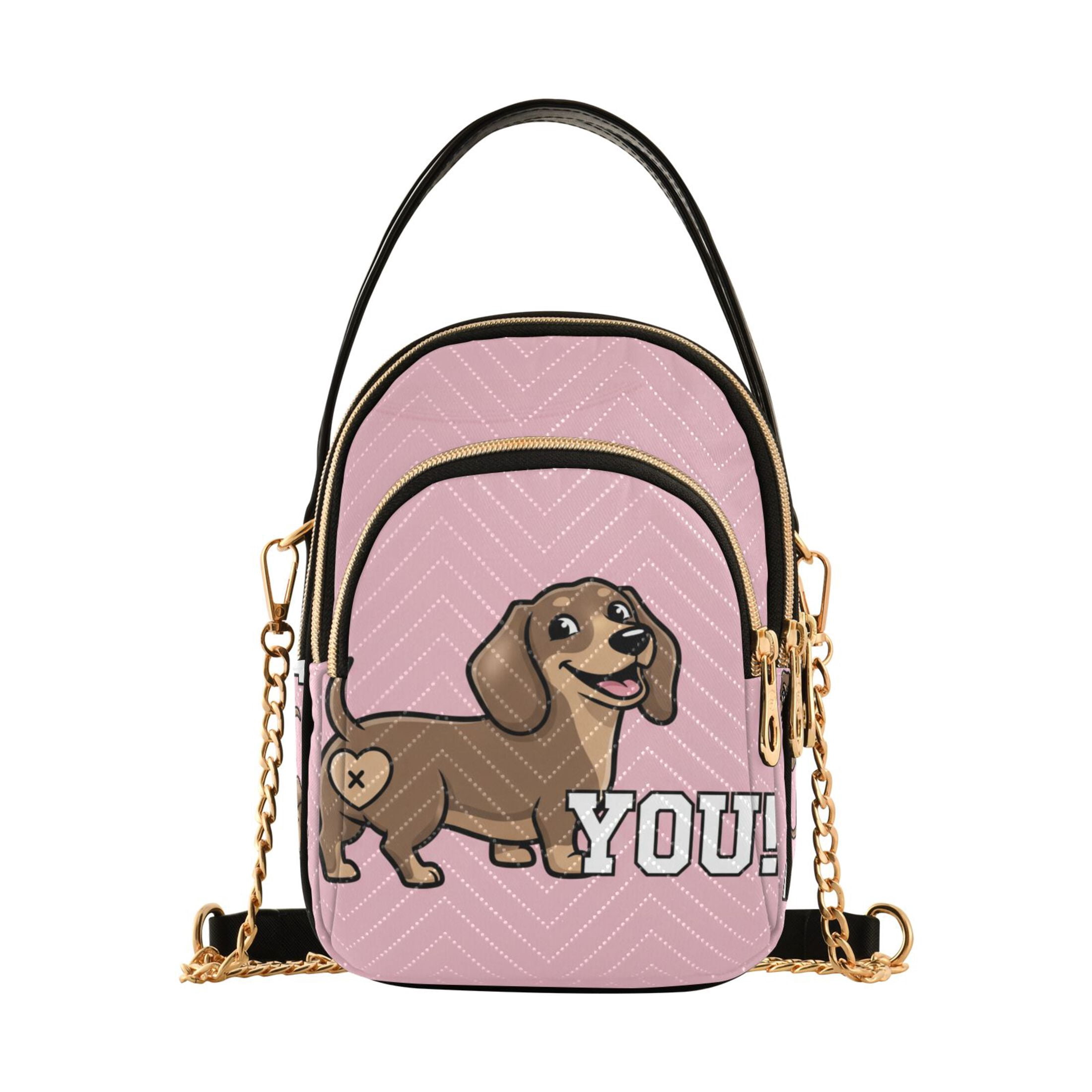 Small Crossbody Bags for Women Cute Dachshund Puppy Dog Cute Cell Phone Wallet Multi Zipper Pockets Purse Handbag