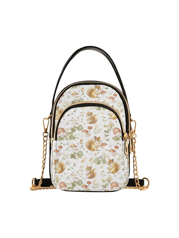 Small Crossbody Bags for Women Cute Little Squirrel Cute Cell Phone Wallet Multi Zipper Pockets Purse Handbag