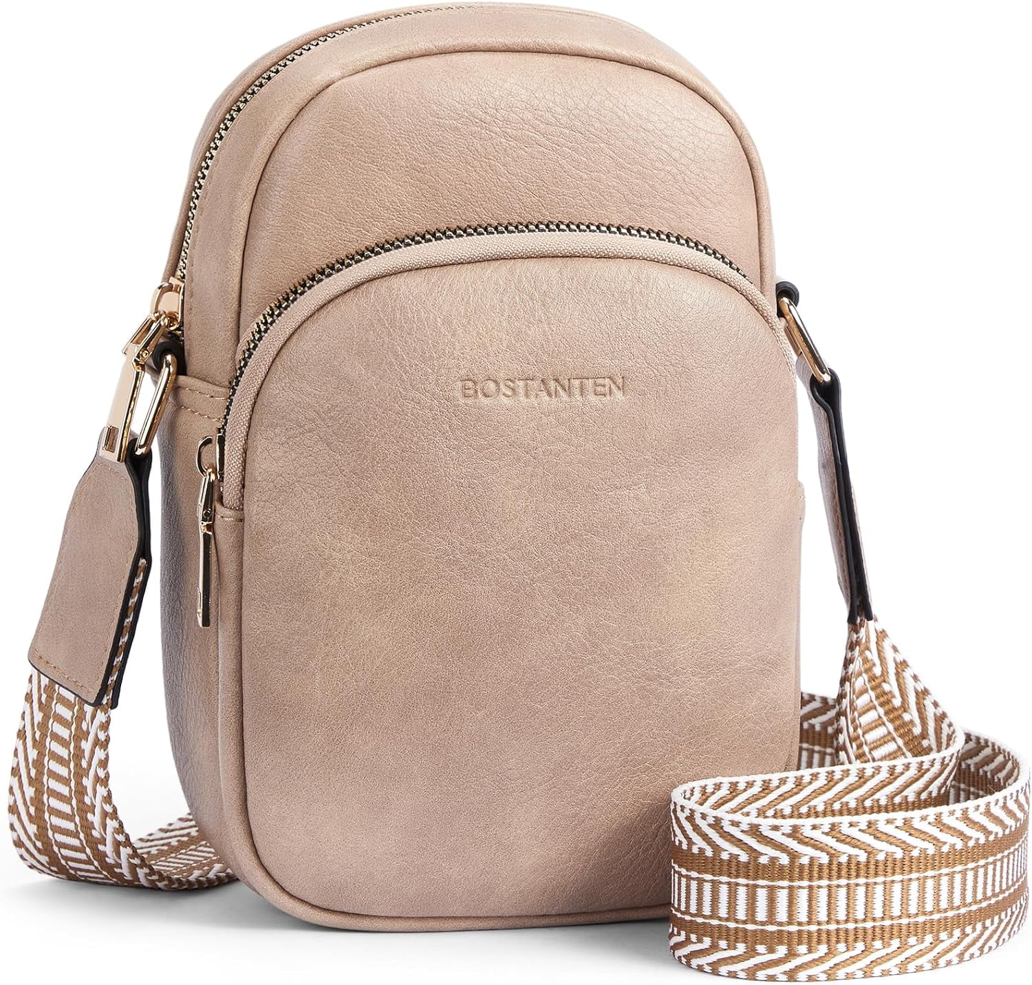 BOSTANTEN Small Crossbody Phone Purse For Women - Designer Zip Shoulder Bag With Card Slots