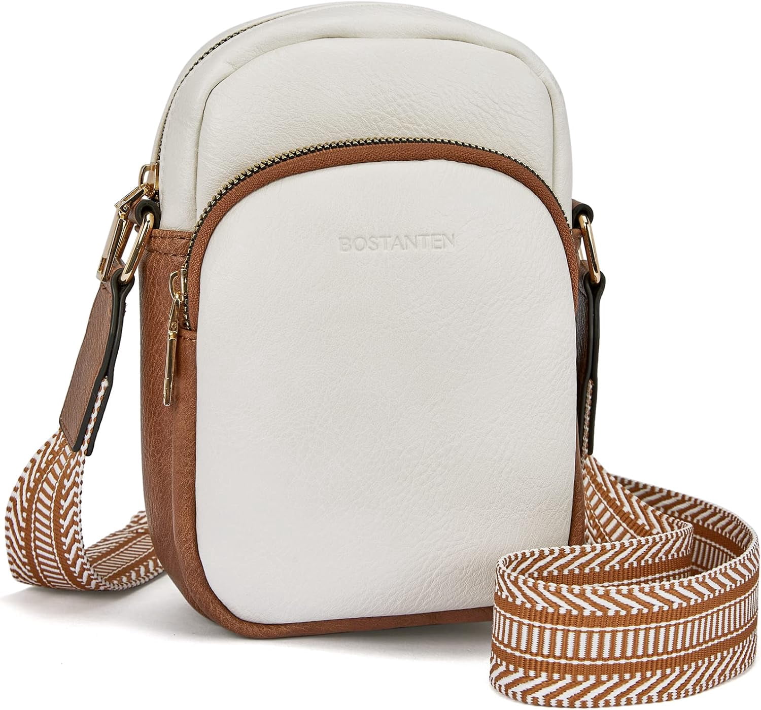 BOSTANTEN Small Crossbody Phone Purse For Women - Designer Zip Shoulder Bag With Card Slots