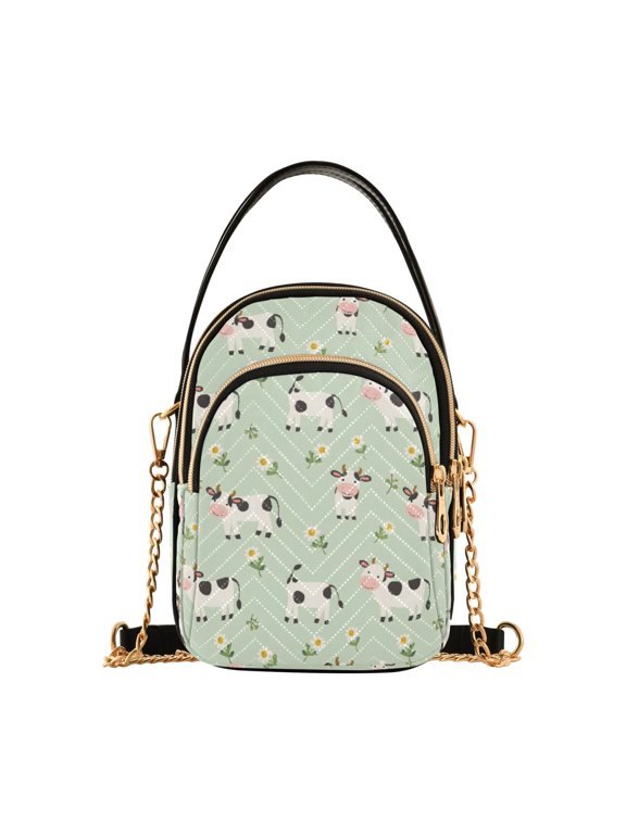 Small Crossbody Bags for Women Farm Cows Cute Cell Phone Wallet Multi Zipper Pockets Purse Handbag