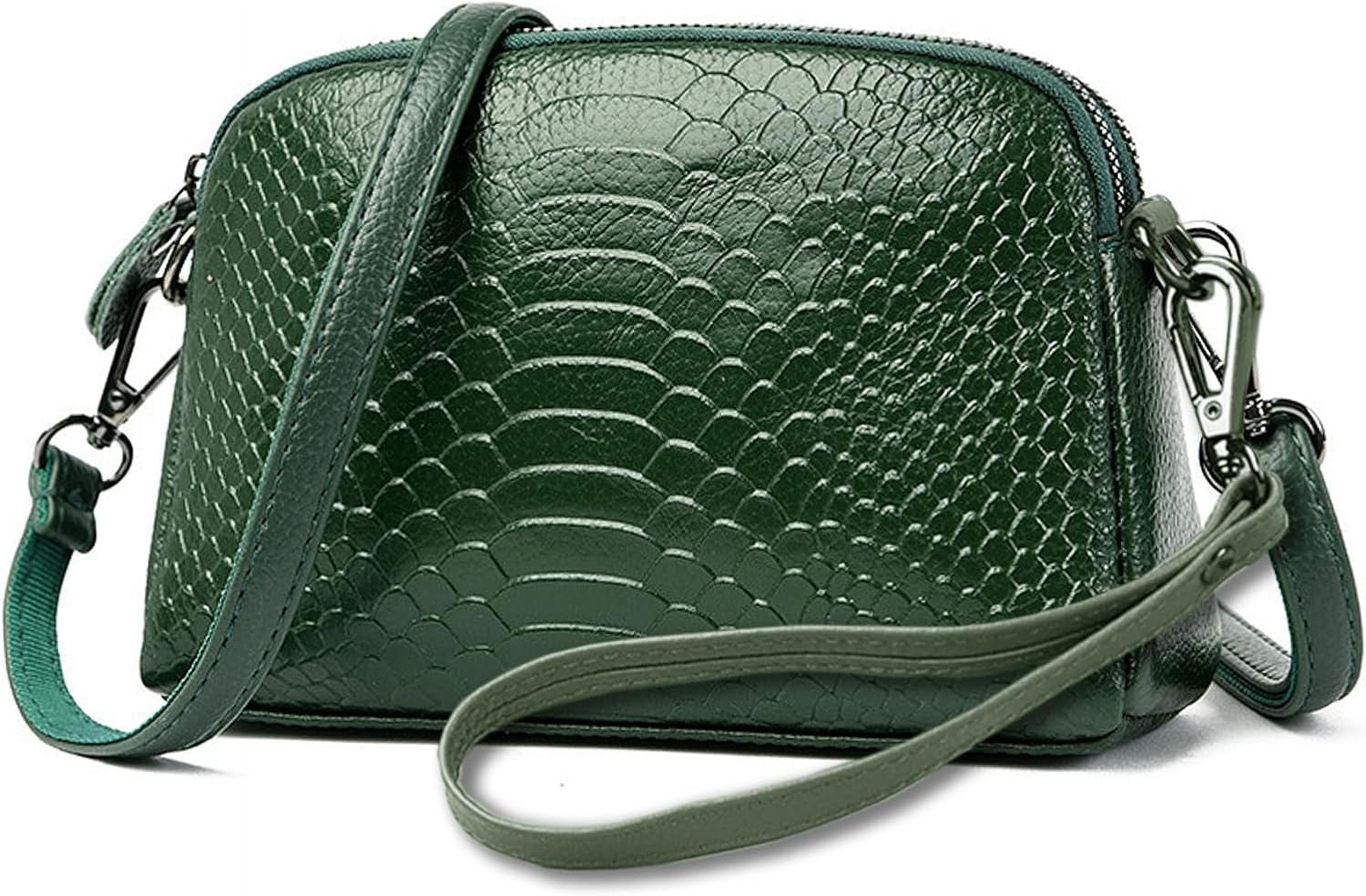 Small Crossbody Bags for Women Genuine Leather Wristlet Clutch Purses Crocodile Pattern Crossbody Purse