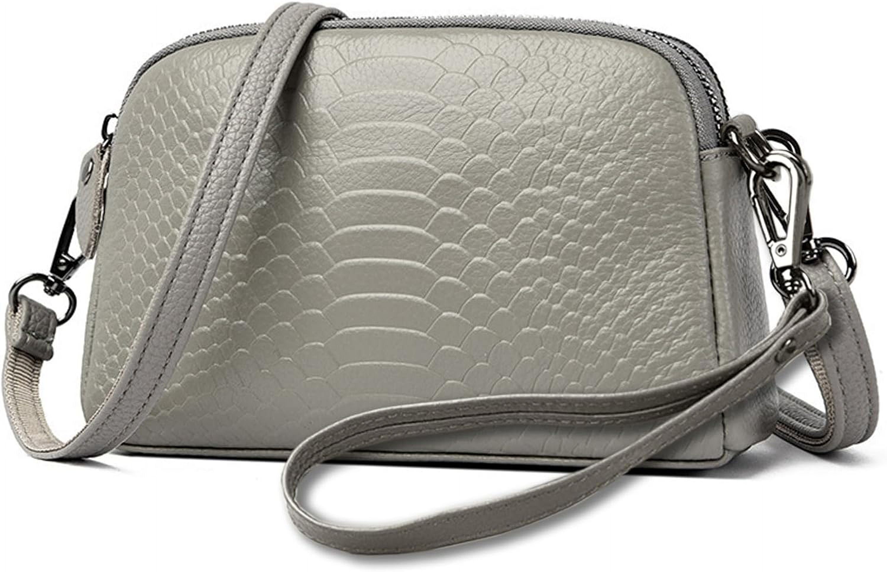 Small Crossbody Bags for Women Genuine Leather Wristlet Clutch Purses Crocodile Pattern Crossbody Purse