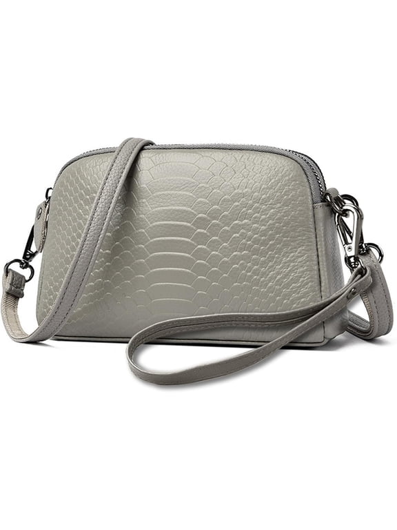 Small Crossbody Bags for Women Genuine Leather Wristlet Clutch Purses Crocodile Pattern Crossbody Purse