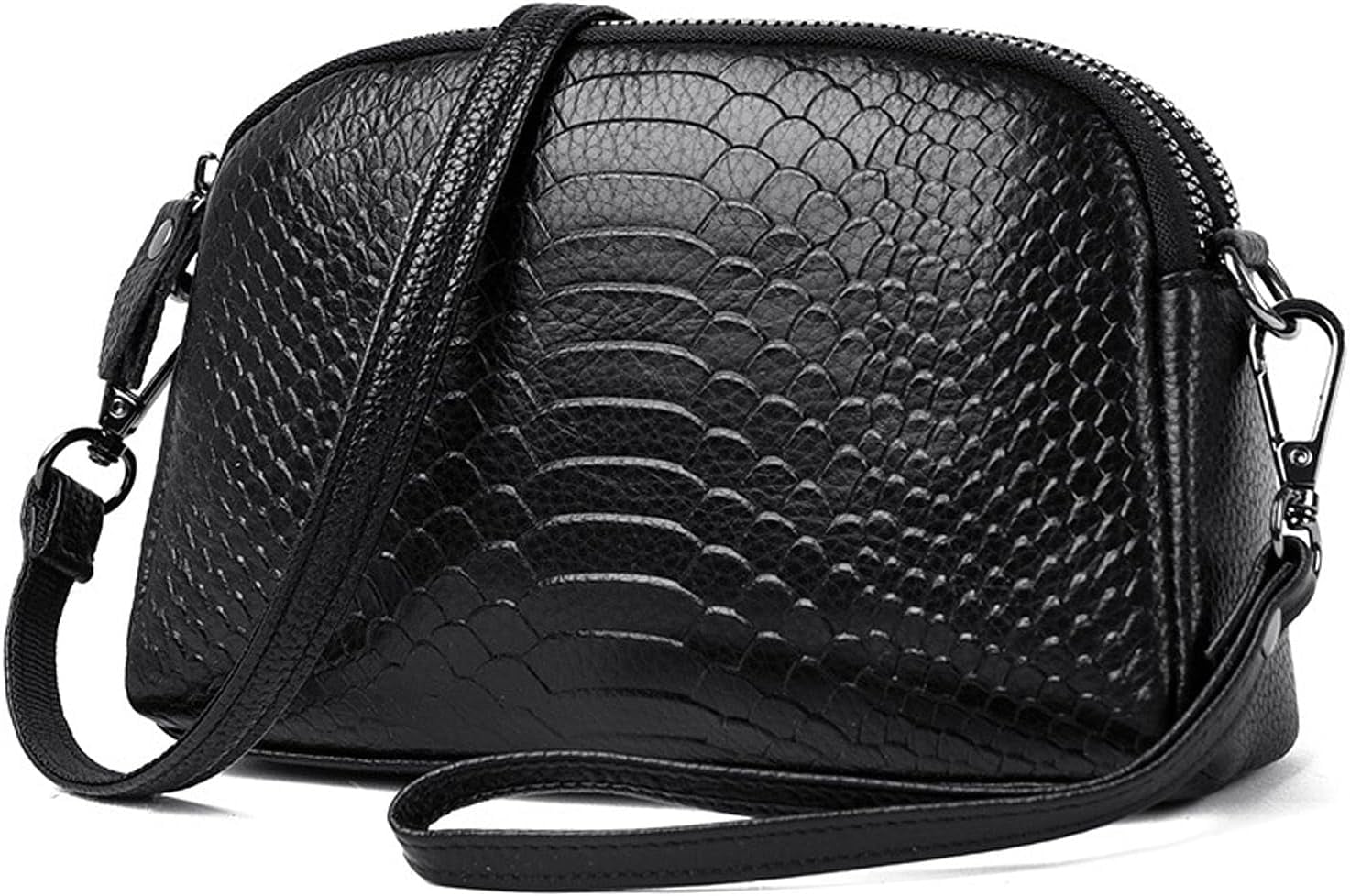 Small Crossbody Bags for Women Genuine Leather Wristlet Clutch Purses Crocodile Pattern Crossbody Purse