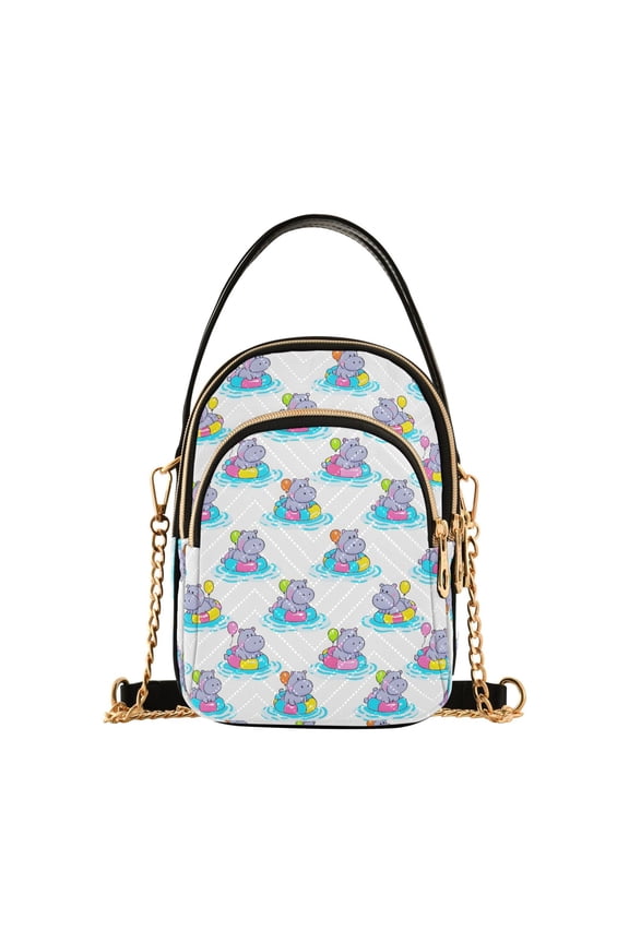 Small Crossbody Bags for Women Hippopotamus Balloon Cute Cell Phone Wallet Multi Zipper Pockets Purse Handbag