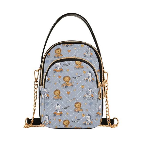 Small Crossbody Bags for Women Lion Zebra Cute Cell Phone Wallet Multi Zipper Pockets Purse Handbag