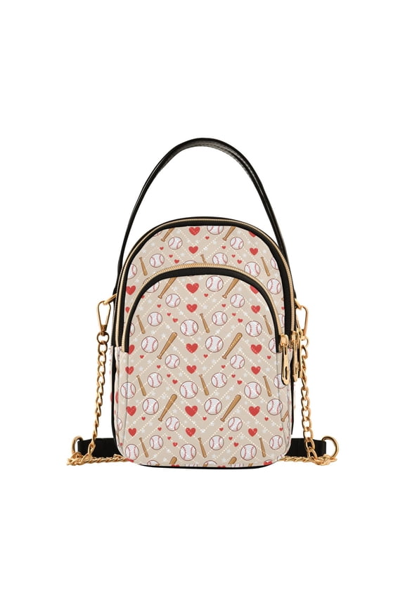 Small Crossbody Bags for Women Love Baseball Cute Cell Phone Wallet Multi Zipper Pockets Purse Handbag