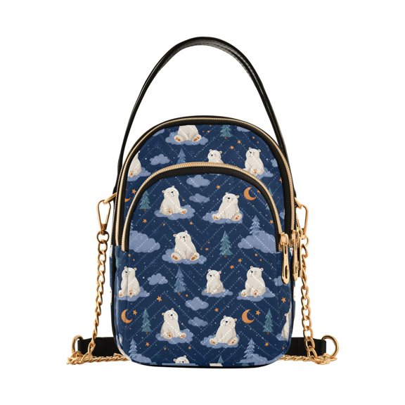 Small Crossbody Bags for Women Polar Bear Cloud Tree Cute Cell Phone Wallet Multi Zipper Pockets Purse Handbag