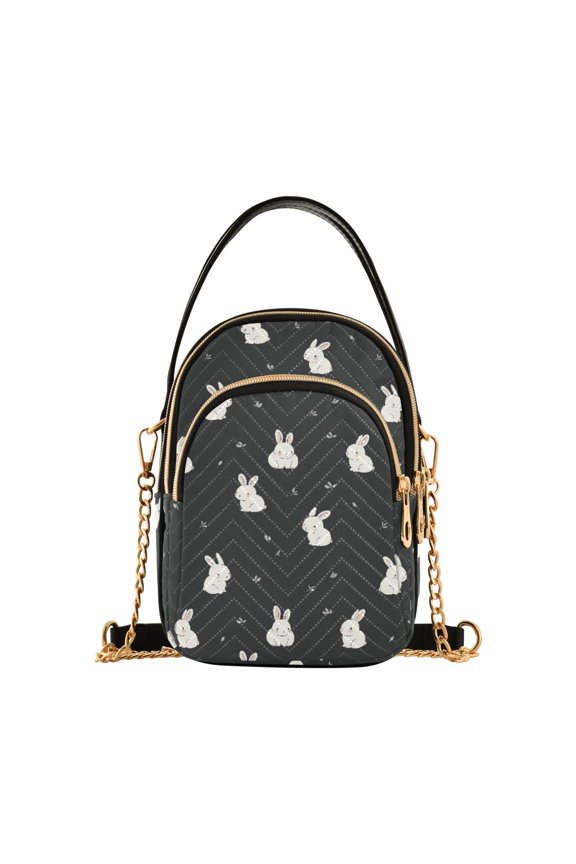 Small Crossbody Bags for Women Rabbit White Cute Cell Phone Wallet Multi Zipper Pockets Purse Handbag