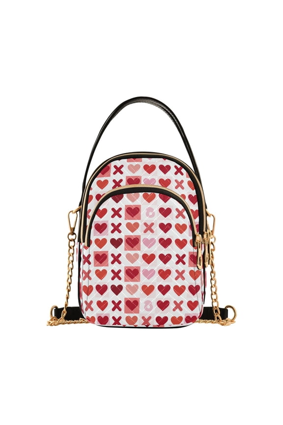 Small Crossbody Bags for Women Red and Pink Valentine's Day Cute Cell Phone Wallet Multi Zipper Pockets Purse Handbag
