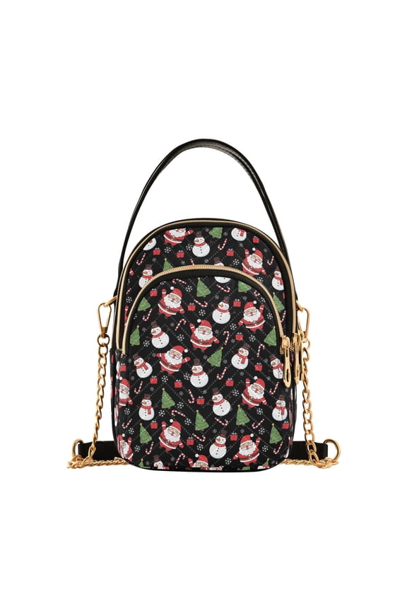 Small Crossbody Bags for Women Santa Claus Snowman Christmas Tree Pattern Cute Cell Phone Wallet Multi Zipper Pockets Purse Handbag