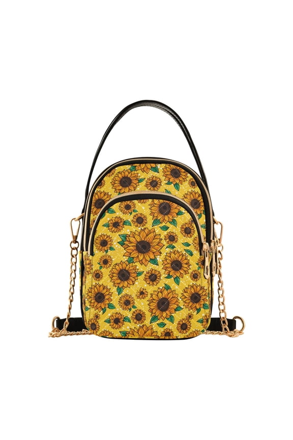 Small Crossbody Bags for Women Sunflower Cute Cell Phone Wallet Multi Zipper Pockets Purse Handbag