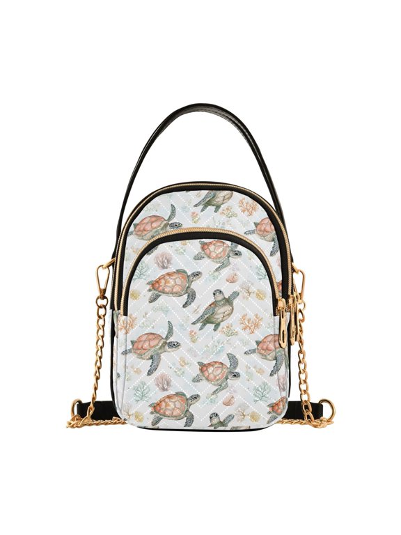 Small Crossbody Bags for Women Turtles Cute Cell Phone Wallet Multi Zipper Pockets Purse Handbag