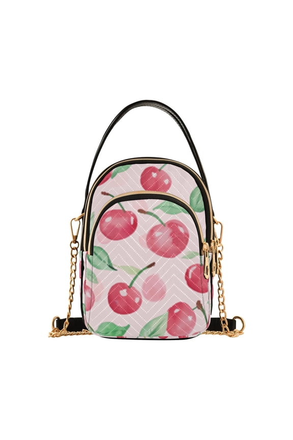 Small Crossbody Bags for Women Watercolor Pink Cherry Cute Cell Phone Wallet Multi Zipper Pockets Purse Handbag