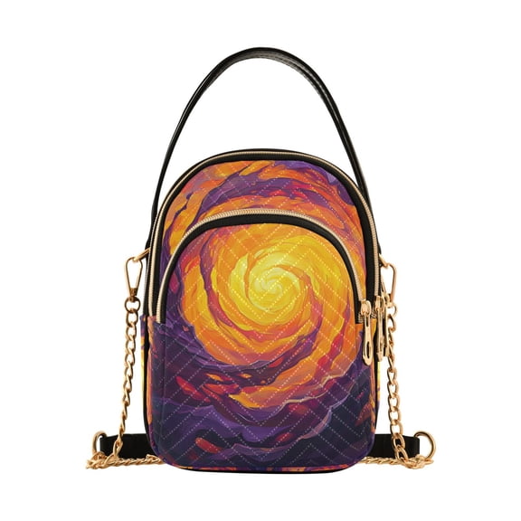 Small Crossbody Bags for Women Yellow Vortex Cute Cell Phone Wallet Multi Zipper Pockets Purse Handbag