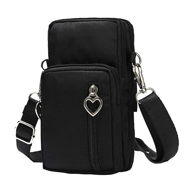 Small Crossbody Cell Phone Bag for Women Mini Over Shoulder Handbag Purse with Credit Card Slots Black
