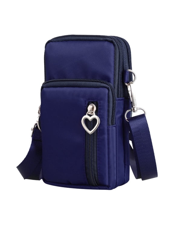 Small Crossbody Cell Phone Pouch Purse for Women, Nylon Waterproof Shoulder Bag with Credit Card Slots, Adjustable Strap