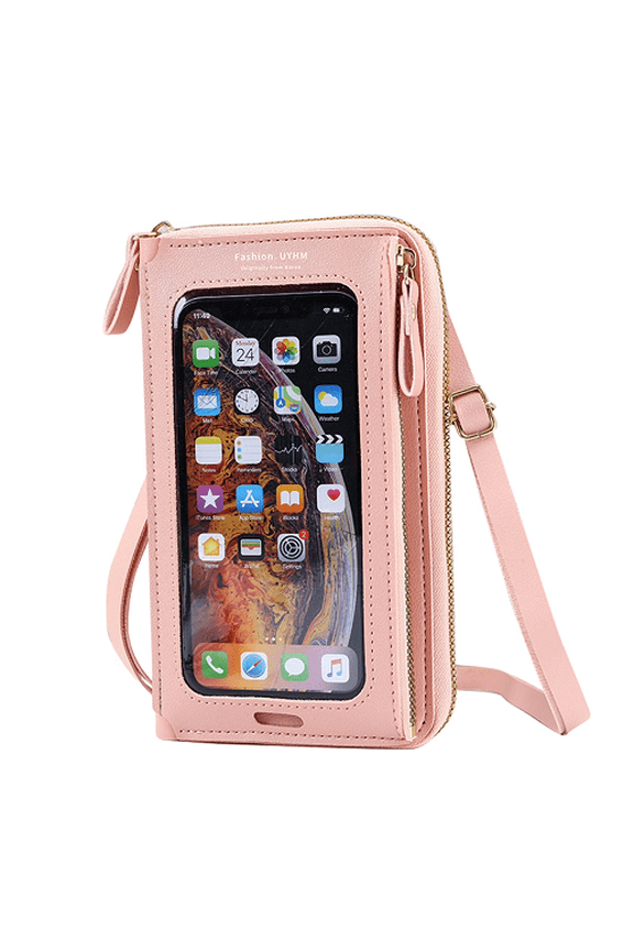 Small Crossbody Cell Phone Purse for Women Men, Small Crossbody Phone Bag with Clear Touch Screen Window, Shoulder Bag Wallet Handbag with Credit Card Slots