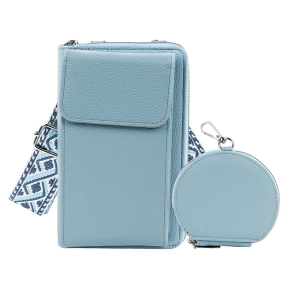 Small Crossbody Cellphone Purse with Coin Pouch for Women, Lightweight Phone Shoulder Wallet Bag with Strap, Blue