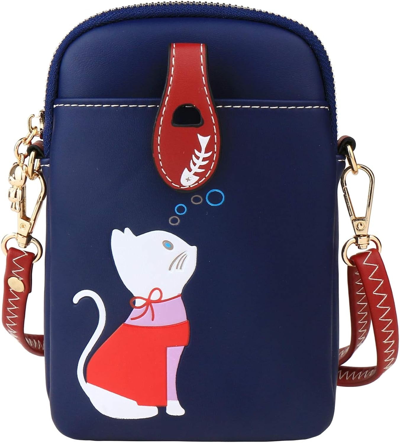 Small Crossbody Phone Bag for Women Leather Cute Cat Cellphone Purse Shoulder Bags PU Wallet