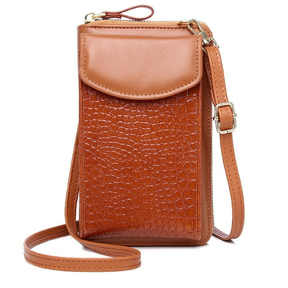 Small Crossbody Phone Bags, Cellphone Purse Wallet for Travel Shopping-Brown
