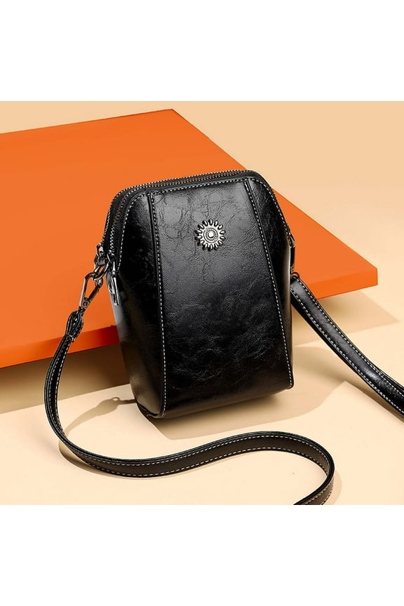 Small Crossbody Purse Bag for Women, Mini Crossbody Cell Phone Bags Wallet, All-match Leather Cross body Bag Purse with Strap, Black