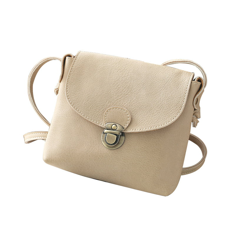 Small Crossbody Purse Handbag Multifunction Shoulder Bag Phone Purse Girls  Ladies Casual Messenger Bag(Beige)