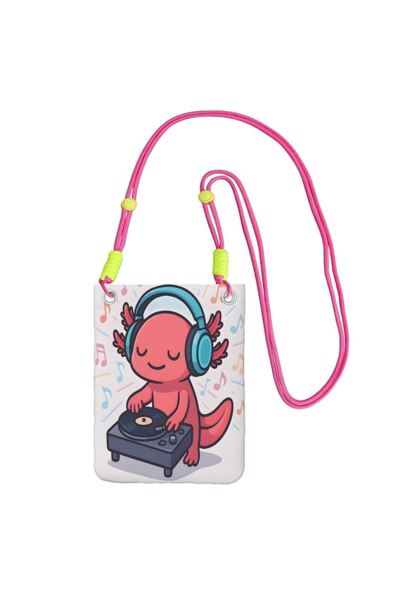 Small Crossbody Purse Women Carry Cell Phone Bag Mini Shoulder Purse Wallet Smart Phone Wallet Axolotl Listens To Music