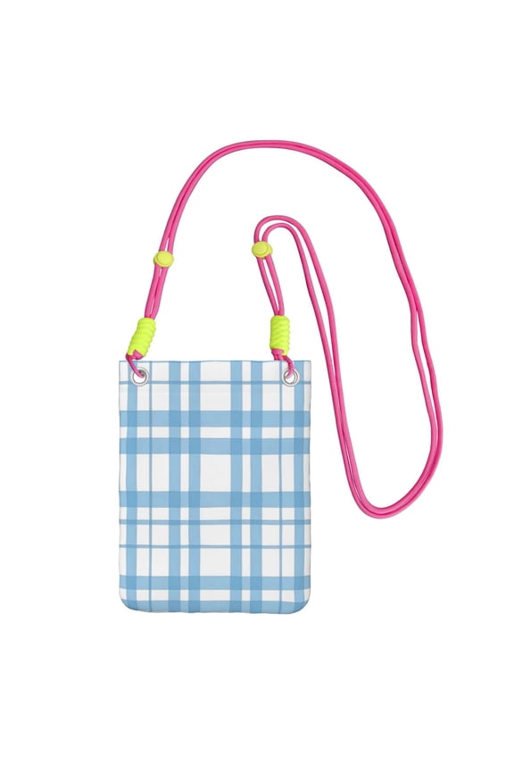 Small Crossbody Purse Women Carry Cell Phone Bag Mini Shoulder Purse Wallet Smart Phone Wallet Blue And White Checkered Pattern
