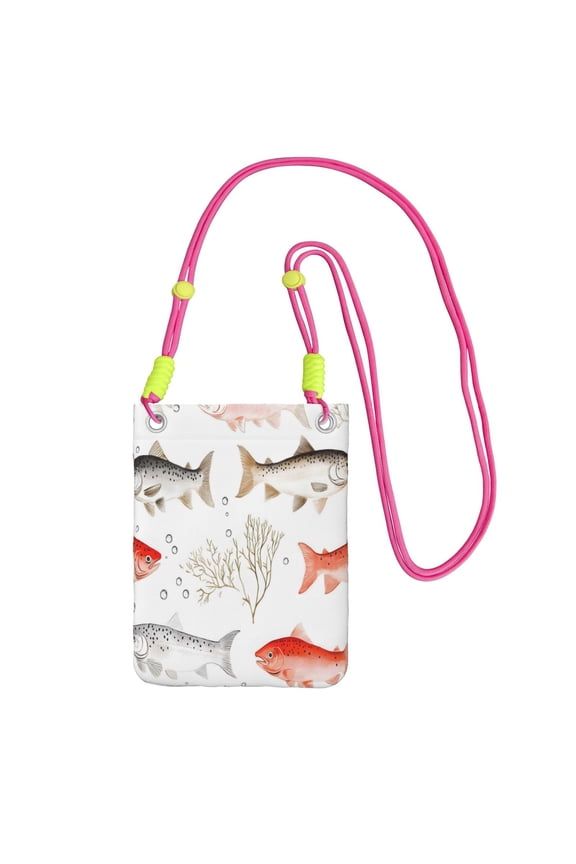 Small Crossbody Purse Women Carry Cell Phone Bag Mini Shoulder Purse Wallet Smart Phone Wallet Cute Coho Salmon Fishes
