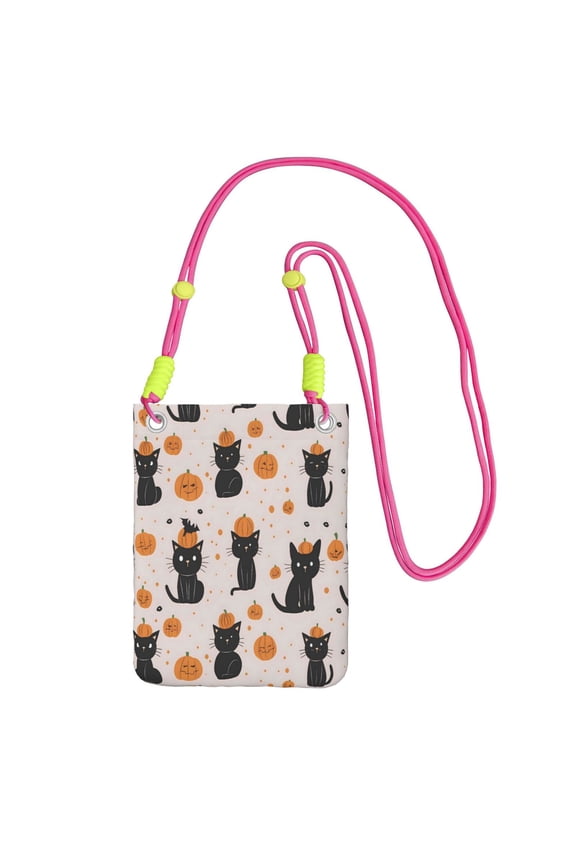 Small Crossbody Purse Women Carry Cell Phone Bag Mini Shoulder Purse Wallet Smart Phone Wallet Halloween Cat Pumpkin (2)