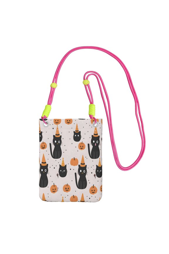Small Crossbody Purse Women Carry Cell Phone Bag Mini Shoulder Purse Wallet Smart Phone Wallet Halloween Cat Pumpkin
