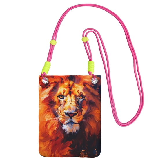 Small Crossbody Purse Women Carry Cell Phone Bag Mini Shoulder Purse Wallet Smart Phone Wallet Lion Fire